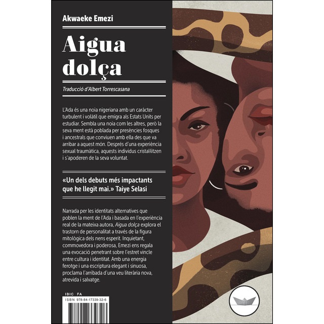 Portada de la novel·la d'Akwaeke Emezi, Aigua dolça.